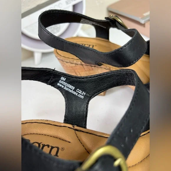 Børn Browyn platform Chunky Leather Women’s sandals black Cork Heel Y2K Preppy 9 - Picture 3 of 7